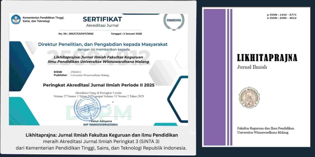 BANGGA! JURNAL LIKHITAPRAJNA FKIP UNIDHA MALANG RAIH AKREDITASI NASIONAL SINTA 3