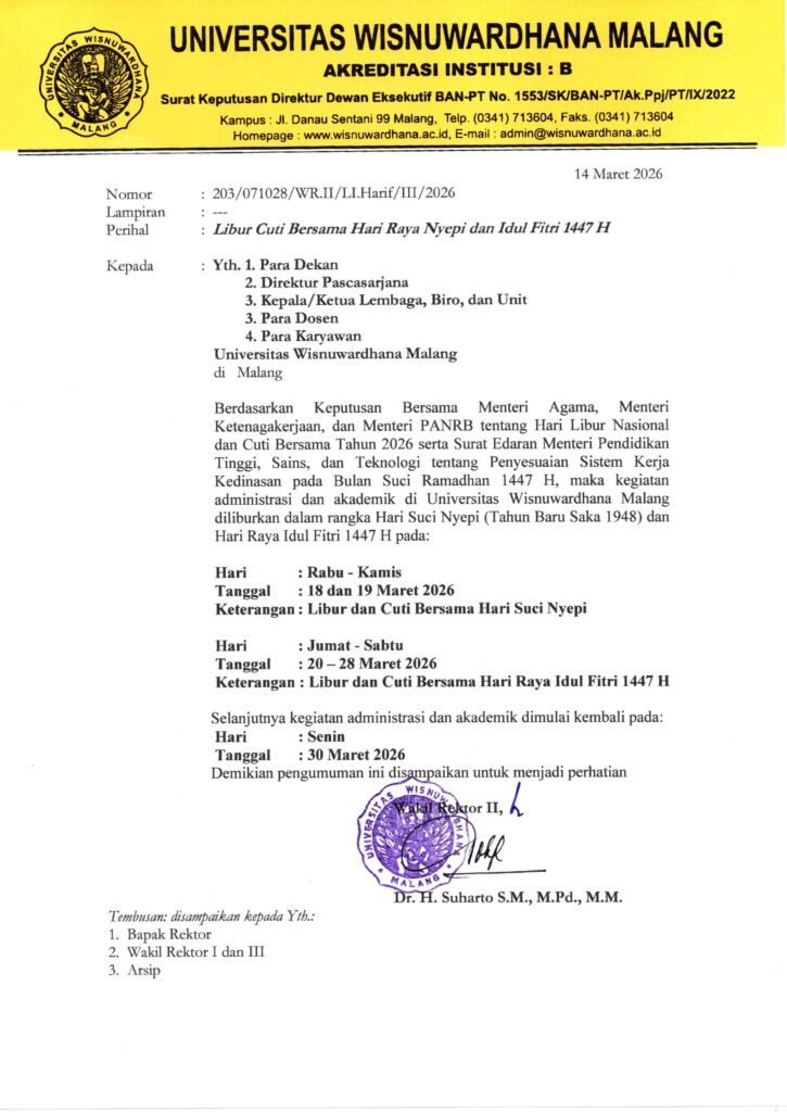 LIBUR CUTI BERSAMA HARI RAYA NYEPI DAN IDUL FITRI 1447 H