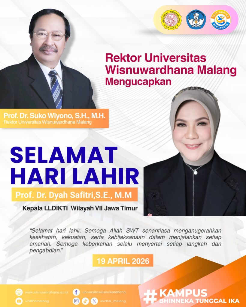 REKTOR UNIDHA MALANG SAMPAIKAN UCAPAN SELAMAT HARI LAHIR UNTUK KEPALA LLDIKTI WILAYAH VII JAWA TIMUR